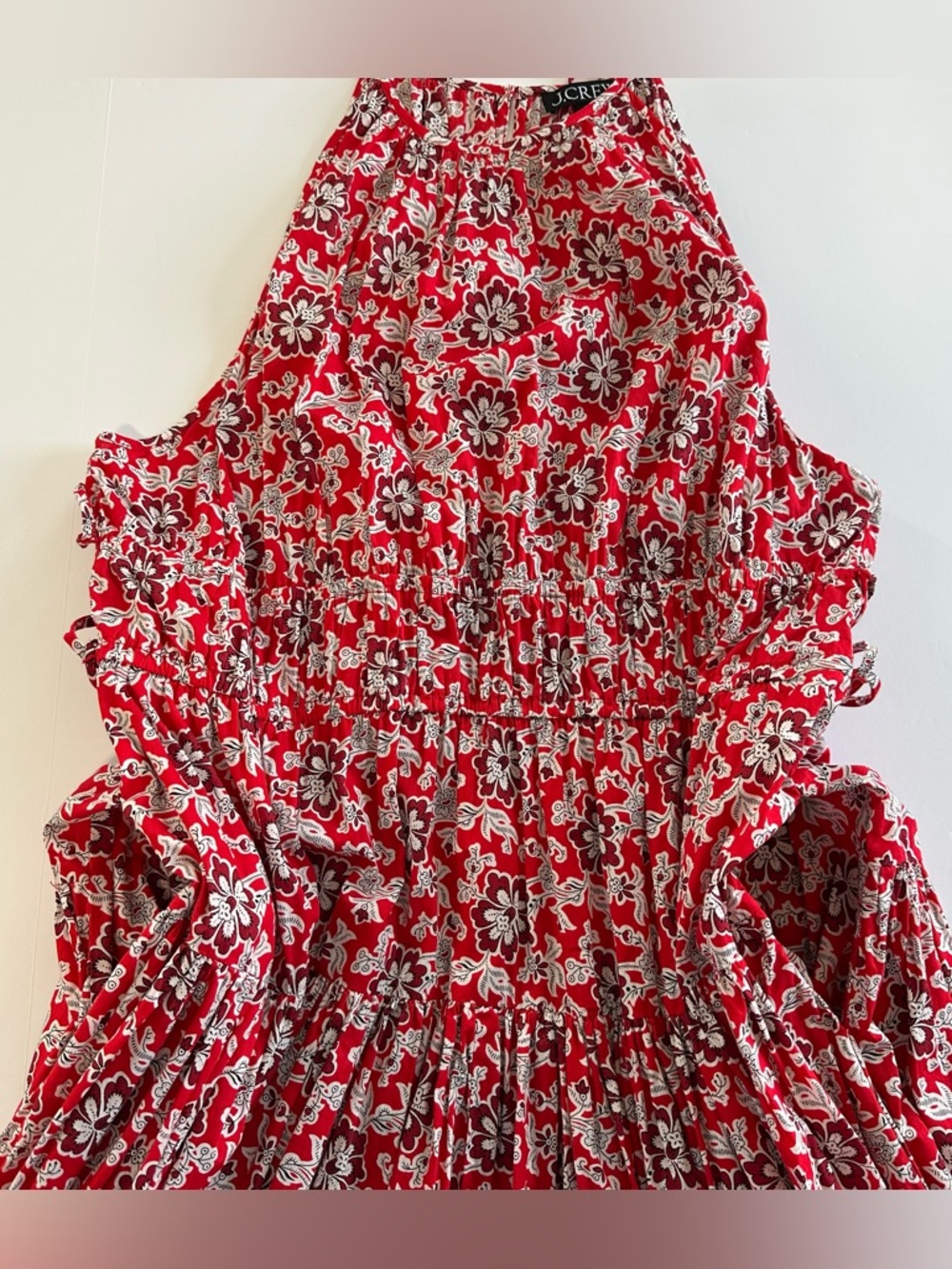 J.Crew Tie Waist Halter Dress in Vintage Red Floral | XXL | NWOT - Picture 8 of 13